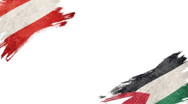 Beyaz Arkaplanda Avusturya ve Filistin Bayrakları